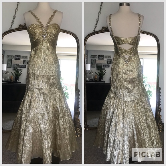 Mac Duggal Dresses & Skirts - Mac Duggal Couture Gold Dress Prom Wedding